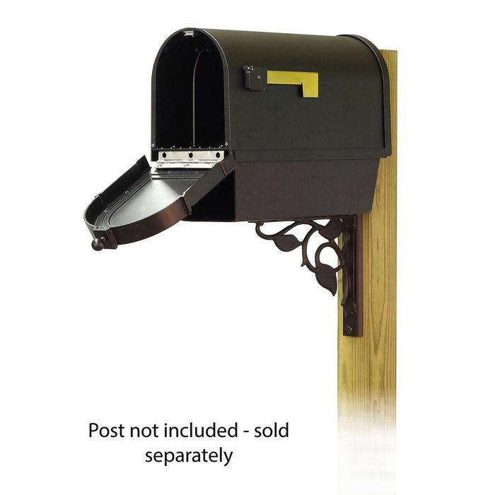 Special Lite Products || Berkshire Curbside Mailbox with Front Address Numbers, Newspaper tube and Floral front single mailbox mounting bracket