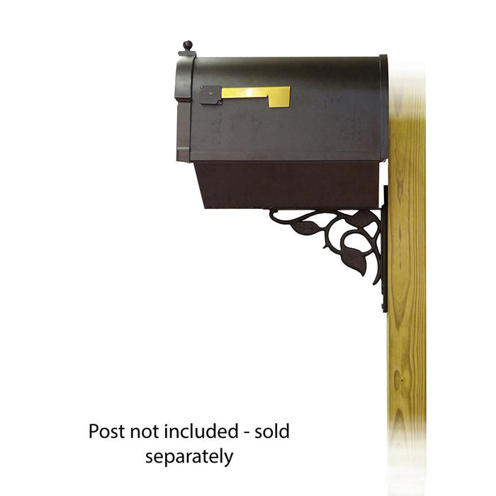 Special Lite Products || Berkshire Curbside Mailbox with Front Address Numbers, Newspaper tube and Floral front single mailbox mounting bracket