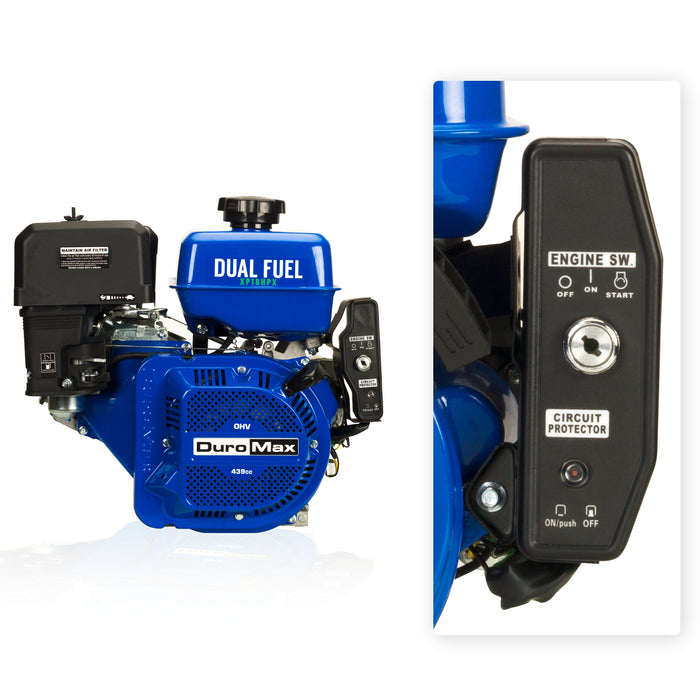 Buy DuroMax 439cc 1 Shaft Recoil/Electric Start Horizontal Dual Fuel Engine  — Garage Department