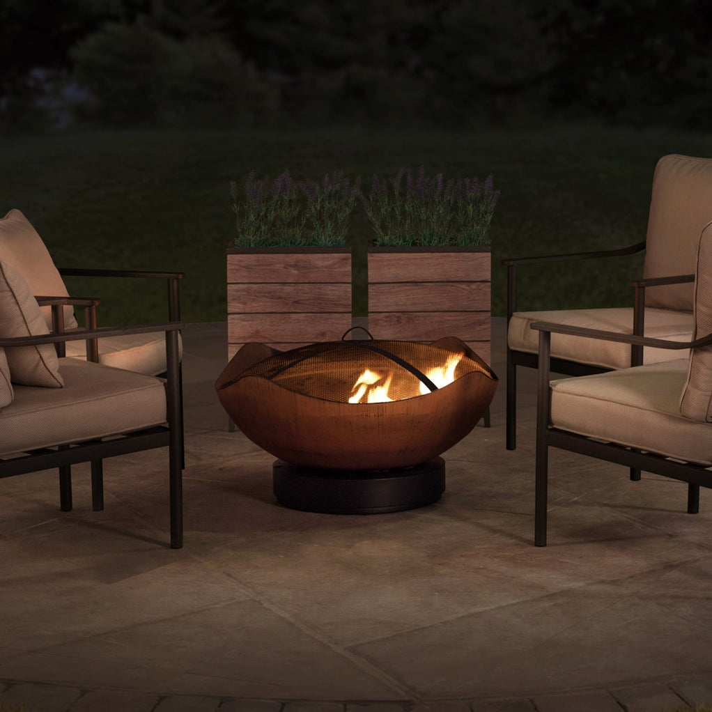 Buy Sunjoy AmberCove Outdoor Fire Pit 32 in. Copper Steel Wood Burning ...