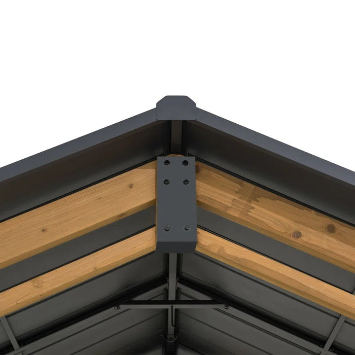 Buy Sunjoy 11x20 Black Gable Roof Wood Carport/Gazebo — Garage Department
