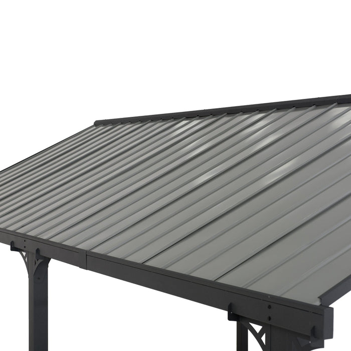 Buy Sunjoy 12x20 Gray Steel Frame Gable Roof Metal Carport/Gazebo — Garage  Department