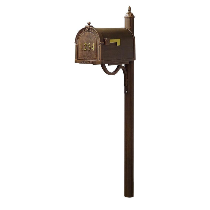 Special Lite Products || Berkshire Curbside Mailbox with Front Address Numbers and Richland Mailbox Post