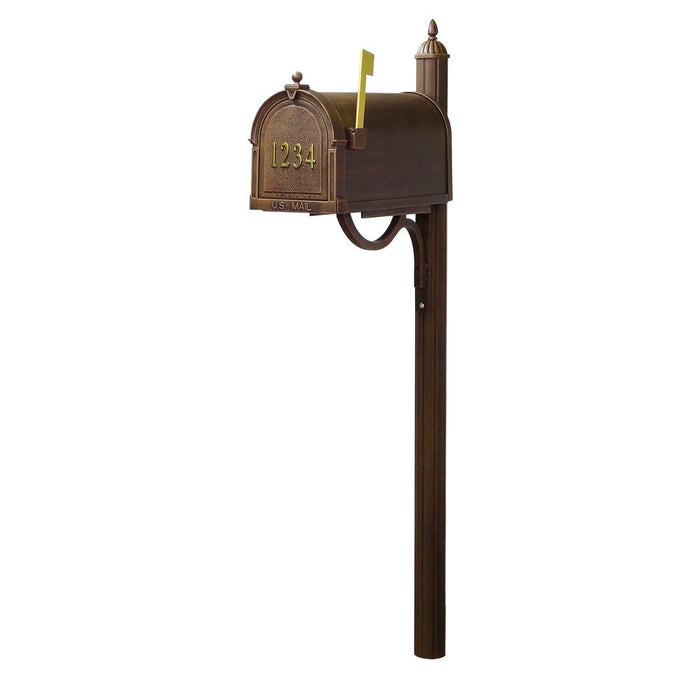 Special Lite Products || Berkshire Curbside Mailbox with Front Address Numbers and Richland Mailbox Post