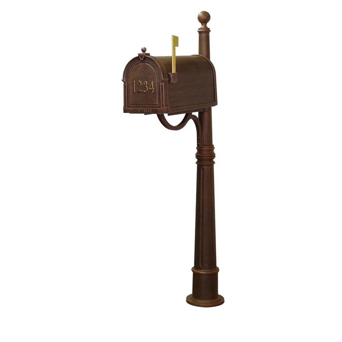 Special Lite Products || Berkshire Curbside Mailbox with Front Address Numbers, Locking Insert and Ashland Mailbox Post