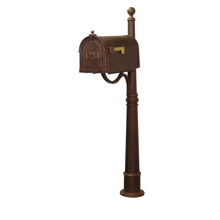 Special Lite Products || Berkshire Curbside Mailbox with Front Address Numbers, Locking Insert and Ashland Mailbox Post