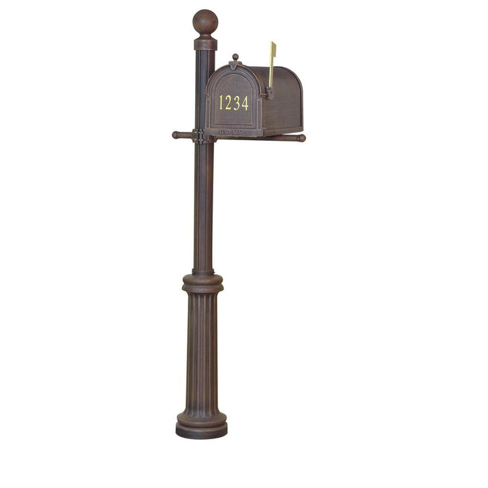 Special Lite Products || Berkshire Curbside Mailbox with Front Address Numbers, Locking Insert and Fresno Mailbox Post