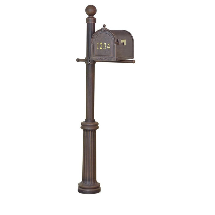 Special Lite Products || Berkshire Curbside Mailbox with Front Address Numbers, Locking Insert and Fresno Mailbox Post