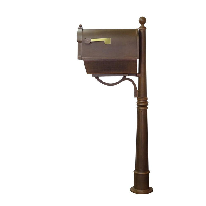 Special Lite Products || Berkshire Curbside Mailbox with Front Address Numbers, Newspaper Tube and Ashland Mailbox Post