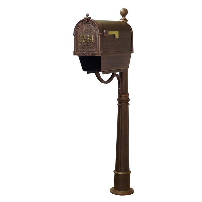 Special Lite Products || Berkshire Curbside Mailbox with Front Address Numbers, Newspaper Tube and Ashland Mailbox Post