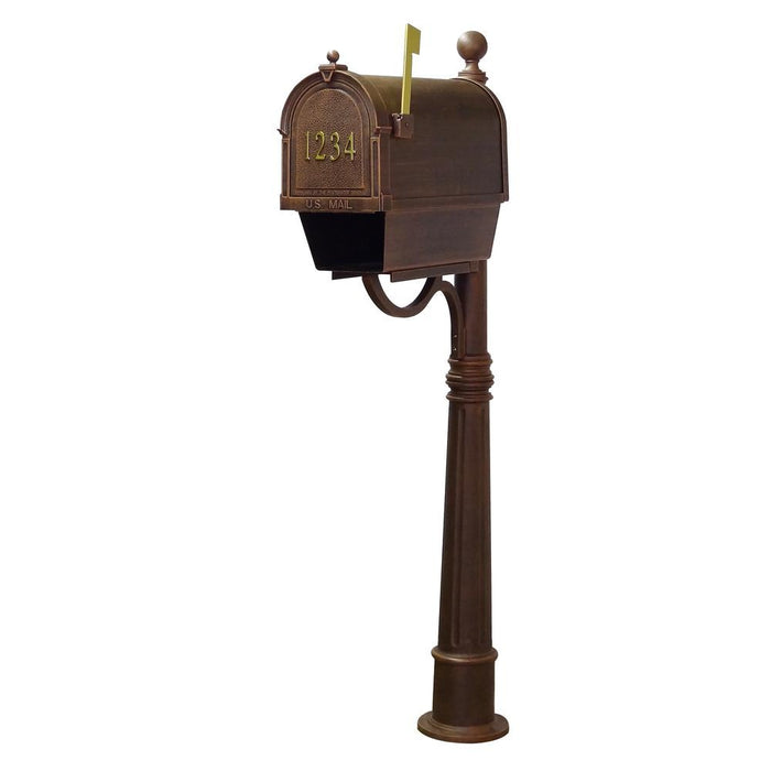 Special Lite Products || Berkshire Curbside Mailbox with Front Address Numbers, Newspaper Tube and Ashland Mailbox Post