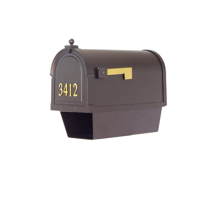 Special Lite Products || Berkshire Curbside Mailbox with Front Address Numbers, Newspaper Tube and Ashland Mailbox Post