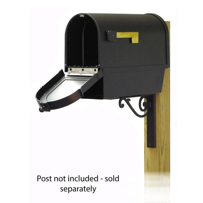 Special Lite Products || Berkshire Curbside Mailbox with Front Address Numbers, Newspaper tube and Baldwin front single mailbox mounting bracket