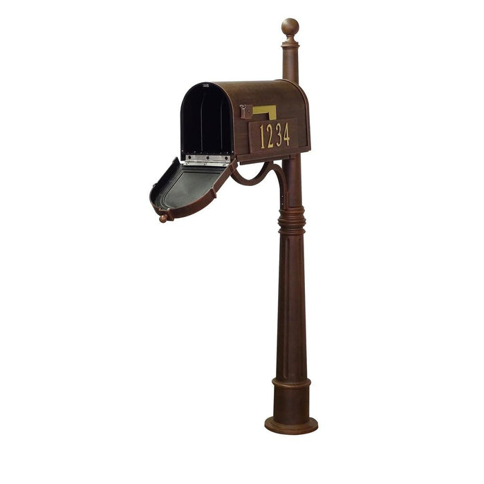 Special Lite Products || Berkshire Curbside Mailbox with Front and Side Address Numbers and Ashland Mailbox Post