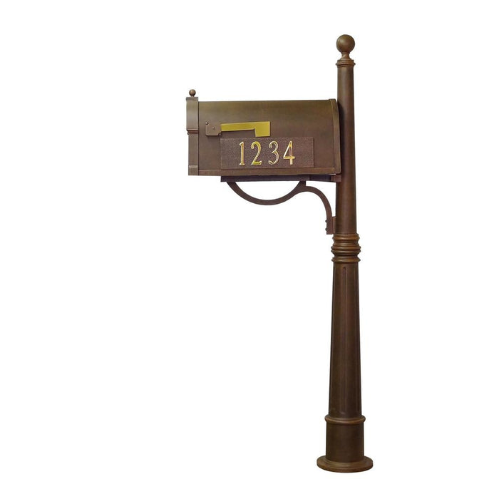 Special Lite Products || Berkshire Curbside Mailbox with Front and Side Address Numbers and Ashland Mailbox Post