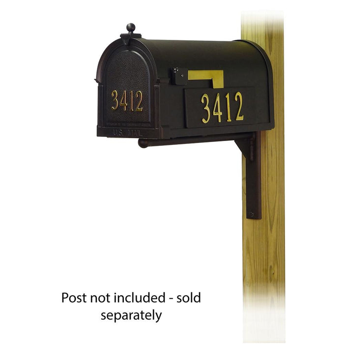 Special Lite Products || Berkshire Curbside Mailbox with Front and Side Address Numbers and Ashley front single mailbox mounting bracket