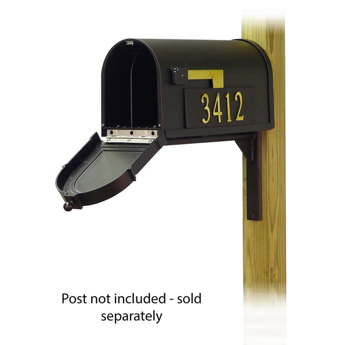 Special Lite Products || Berkshire Curbside Mailbox with Front and Side Address Numbers and Ashley front single mailbox mounting bracket