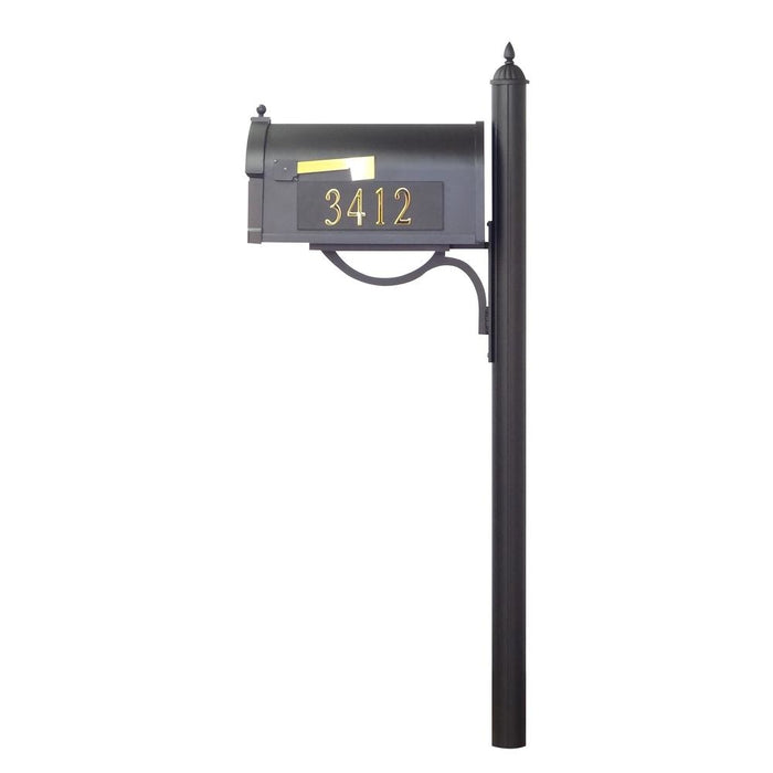 Special Lite Products || Berkshire Curbside Mailbox with Front and Side Address Numbers and Bradford Mailbox Post