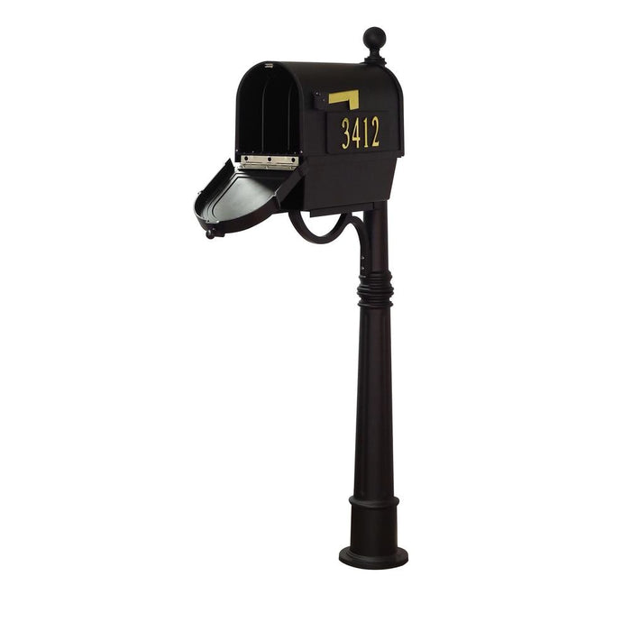 Special Lite Products || Berkshire Curbside Mailbox with Front and Side Address Numbers, Newspaper Tube and Ashland Mailbox Post