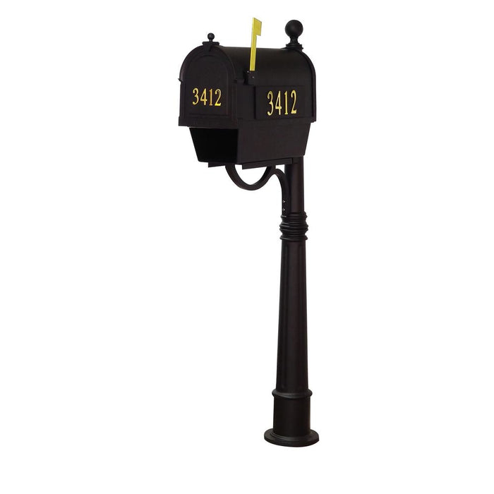 Special Lite Products || Berkshire Curbside Mailbox with Front and Side Address Numbers, Newspaper Tube and Ashland Mailbox Post