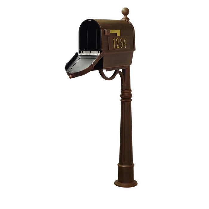 Special Lite Products || Berkshire Curbside Mailbox with Front and Side Address Numbers, Newspaper Tube and Ashland Mailbox Post