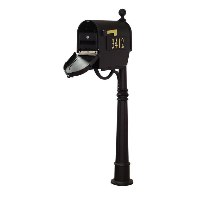 Special Lite Products || Berkshire Curbside Mailbox with Front and Side Address Numbers, Newspaper Tube, Locking Insert and Ashland Mailbox Post