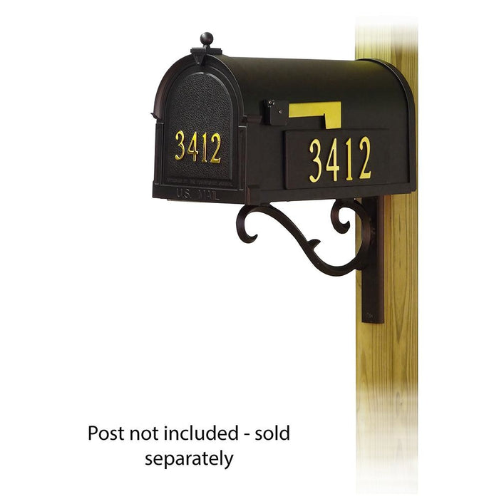 Special Lite Products || Berkshire Curbside Mailbox with Front and Side Address Numbers and Sorrento front single mailbox mounting bracket