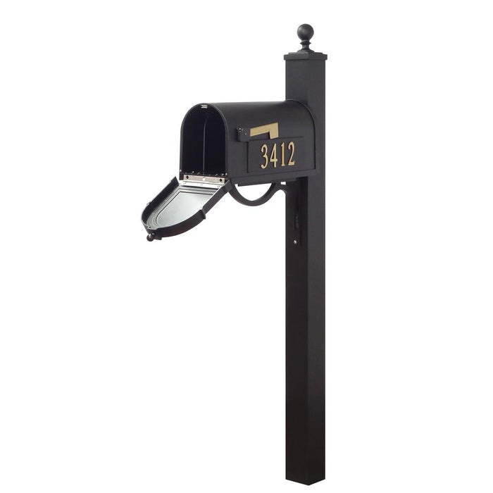 Special Lite Products || Berkshire Curbside Mailbox with Front and Side Address Numbers and Springfield Mailbox Post