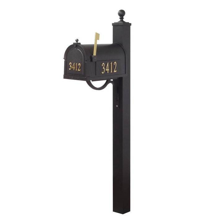 Special Lite Products || Berkshire Curbside Mailbox with Front and Side Address Numbers and Springfield Mailbox Post