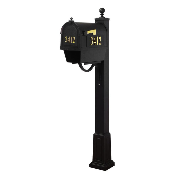 Special Lite Products || Berkshire Curbside Mailbox with Front and Side Numbers, Newspaper Tube, Locking Insert and Springfield Mailbox Post with Base