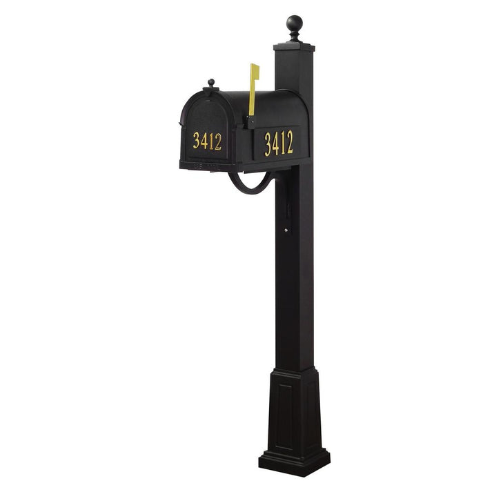 Special Lite Products || Berkshire Curbside Mailbox with Front and Side Numbers, and Springfield Mailbox Post with Base