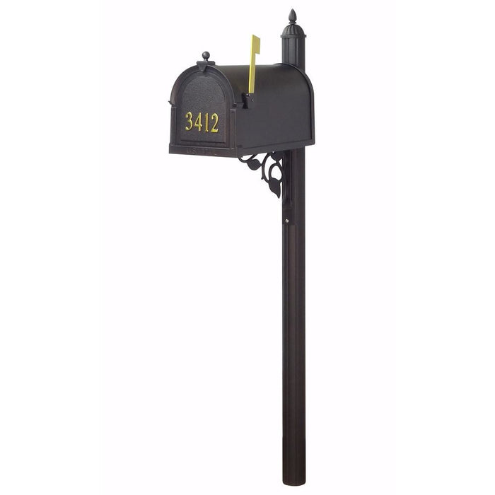 Special Lite Products || Berkshire Curbside Mailbox with Front Numbers, Locking Insert and Albion Mailbox Post