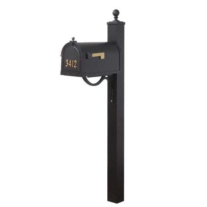 Special Lite Products || Berkshire Curbside Mailbox with Front Numbers, Locking Insert and Springfield Mailbox Post