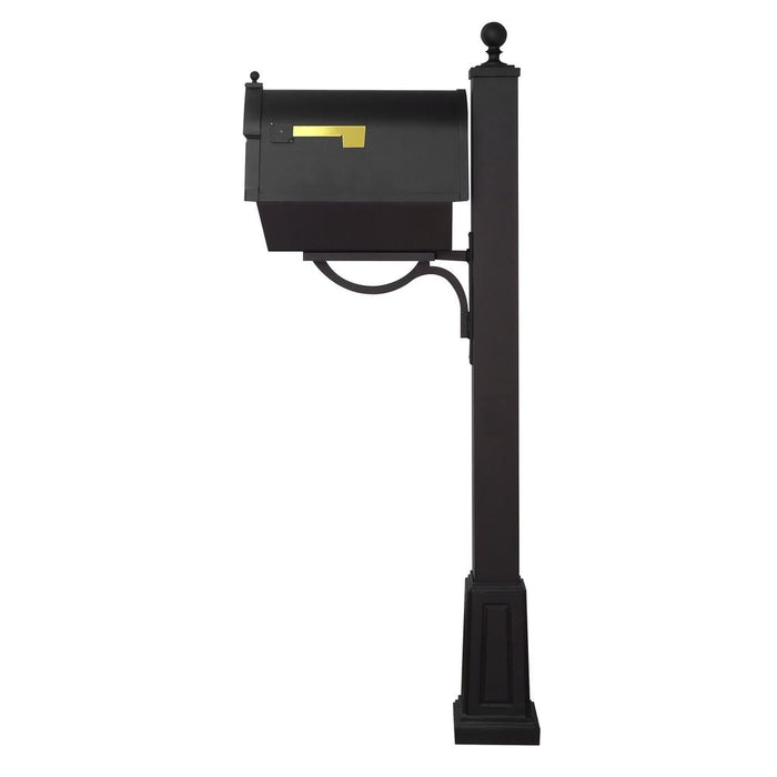 Special Lite Products || Berkshire Curbside Mailbox with Front Numbers, Newspaper Tube and Springfield Mailbox Post with Base