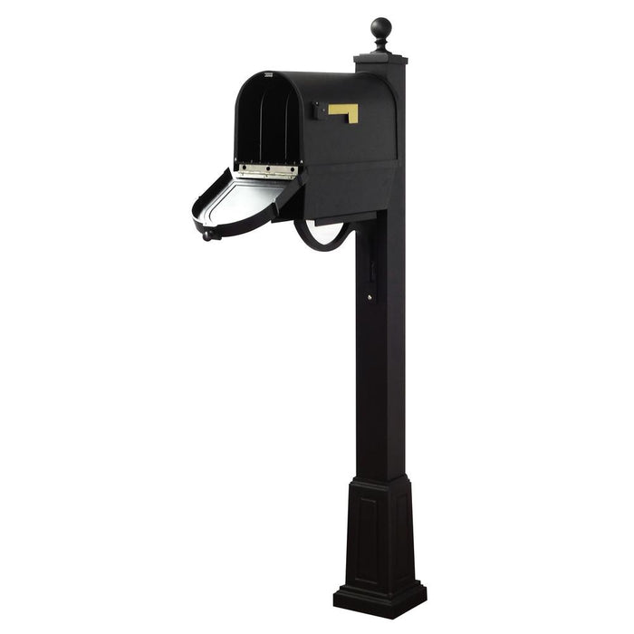 Special Lite Products || Berkshire Curbside Mailbox with Front Numbers, Newspaper Tube and Springfield Mailbox Post with Base