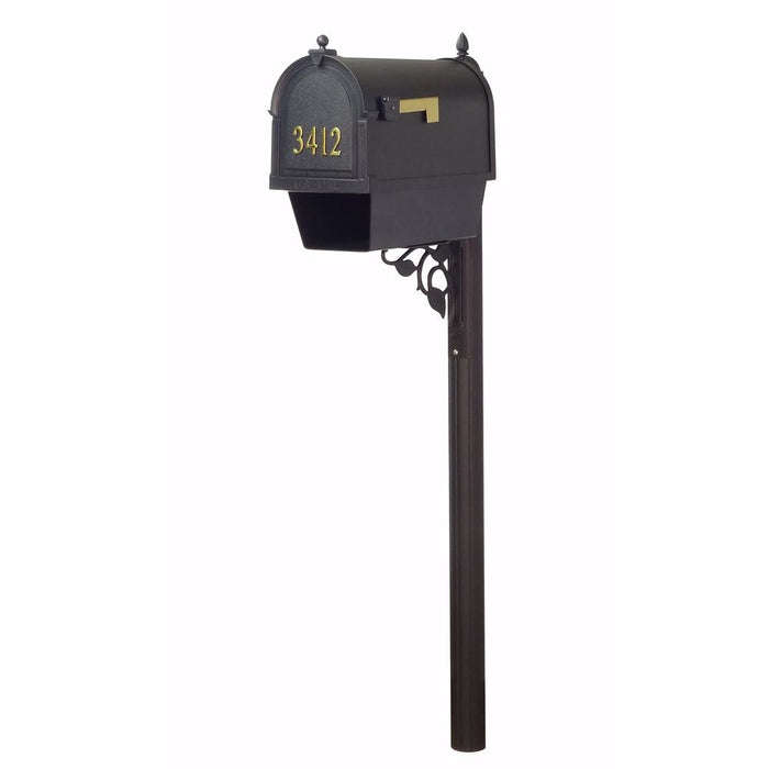 Special Lite Products || Berkshire Curbside Mailbox with Front Numbers, Newspaper Tube, Locking Insert and Albion Mailbox Post