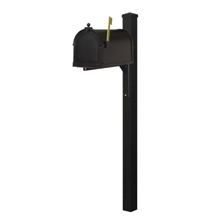 Special Lite Products || Berkshire Curbside Mailbox with Locking Insert and Wellington Mailbox Post, BLACK