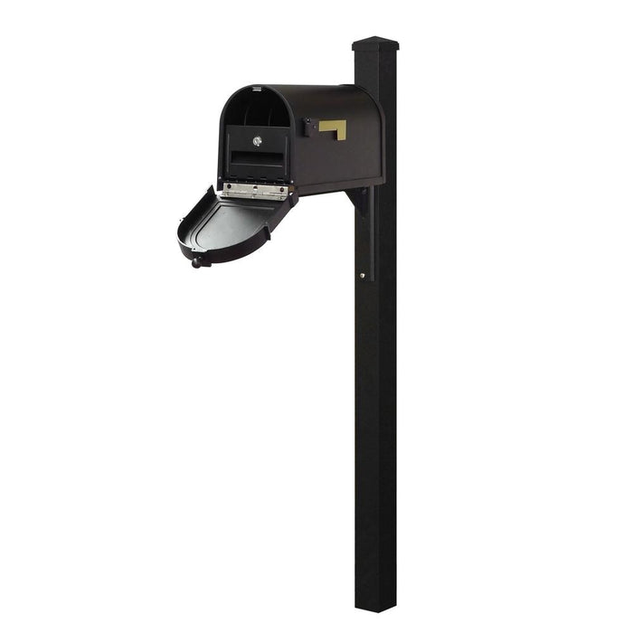 Special Lite Products || Berkshire Curbside Mailbox with Locking Insert and Wellington Mailbox Post, BLACK