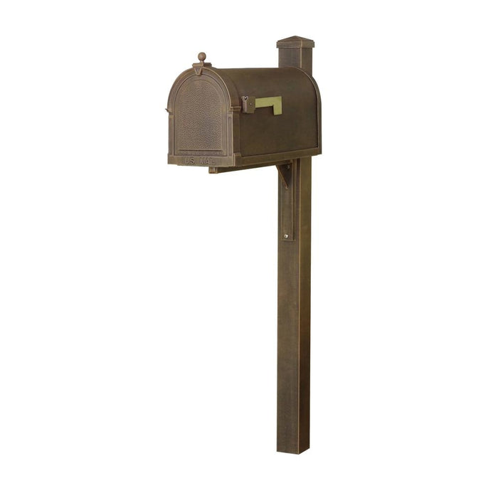 Special Lite Products || Berkshire Curbside Mailbox with Locking Insert and Wellington Mailbox Post, Copper