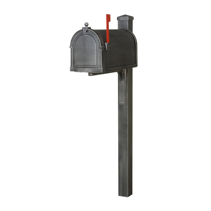 Special Lite Products || Berkshire Curbside Mailbox with Locking Insert and Wellington Mailbox Post, Swedish Silver