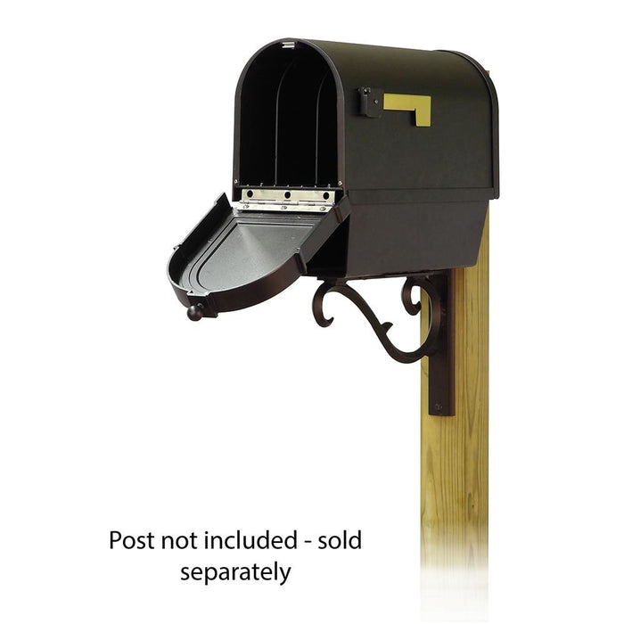 Special Lite Products || Berkshire Curbside Mailbox with Newspaper tube and Sorrento front single mailbox mounting bracket