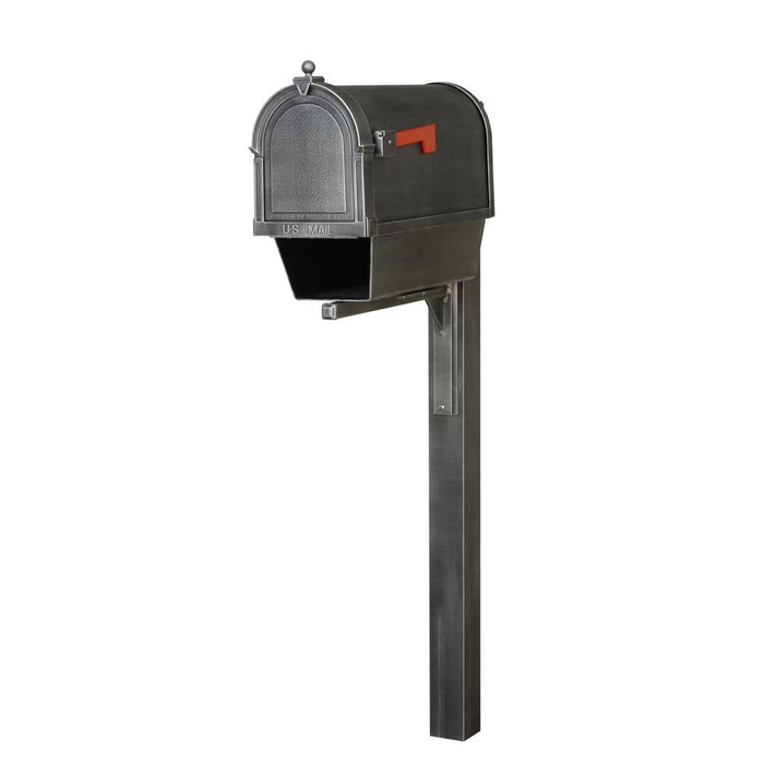 Special Lite Products || Berkshire Curbside Mailbox with Newspaper Tube and Wellington Mailbox Post, Swedish Silver