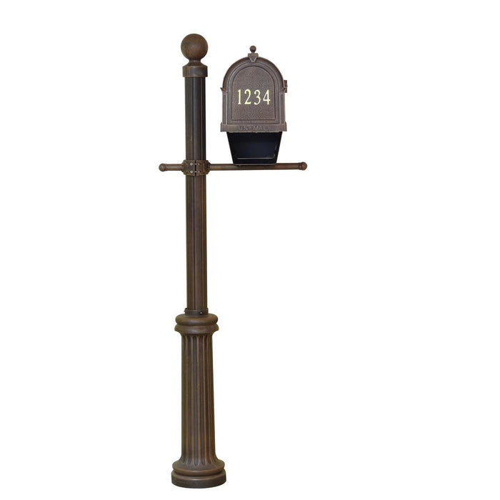 Special Lite Products || Berkshire Curbside Mailbox with Newspaper Tube, Front Address Numbers and Fresno Mailbox Post