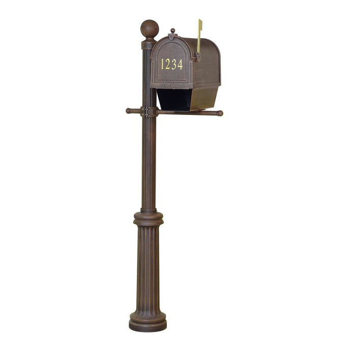 Special Lite Products || Berkshire Curbside Mailbox with Newspaper Tube, Front Address Numbers and Fresno Mailbox Post