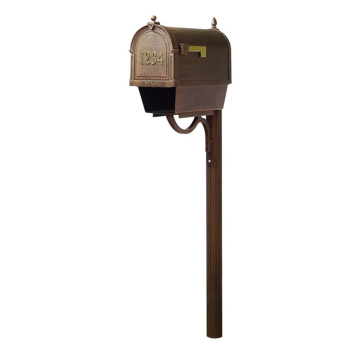 Special Lite Products || Berkshire Curbside Mailbox with Newspaper Tube, Front Address Numbers, Locking Insert and Richland Mailbox Post