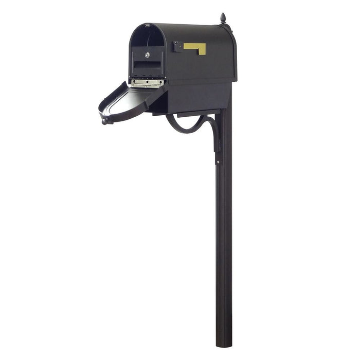 Special Lite Products || Berkshire Curbside Mailbox with Newspaper Tube, Front Address Numbers, Locking Insert and Richland Mailbox Post