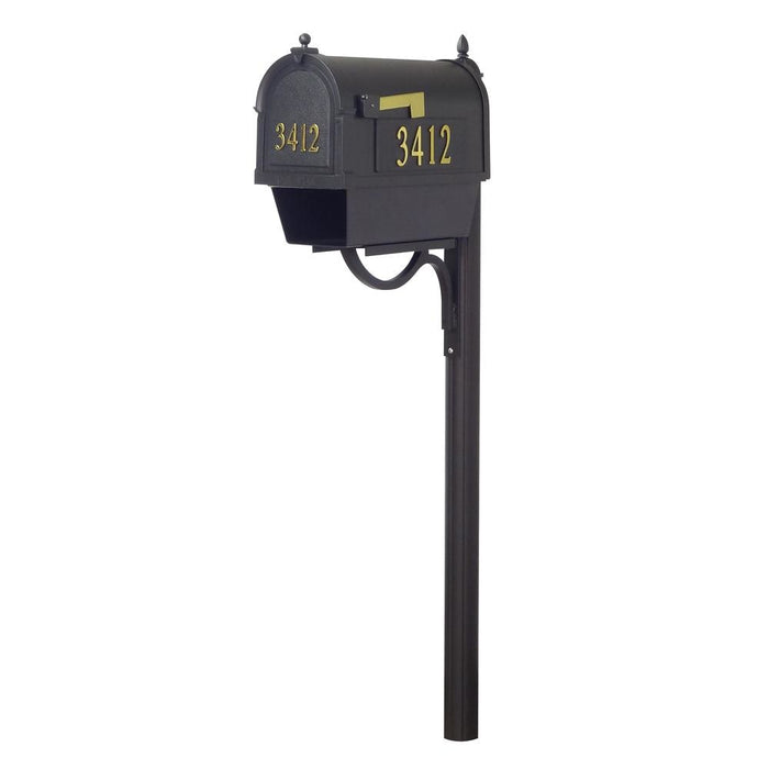 Special Lite Products || Berkshire Curbside Mailbox with Newspaper Tube, Front and Side Address Numbers, Locking Insert and Richland Mailbox Post