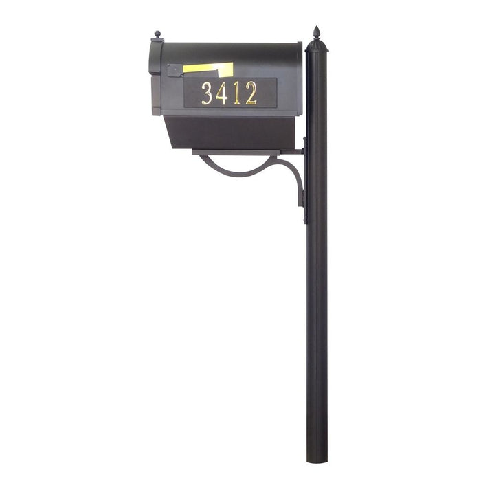 Special Lite Products || Berkshire Curbside Mailbox with Newspaper Tube, Front and Side Address Numbers, Locking Insert and Richland Mailbox Post