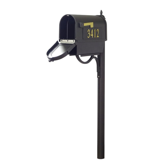 Special Lite Products || Berkshire Curbside Mailbox with Newspaper Tube, Front and Side Address Numbers, and Richland Mailbox Post