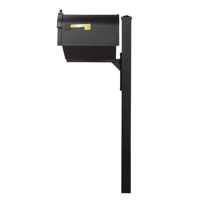 Special Lite Products || Berkshire Curbside Mailbox with Newspaper Tube, Locking Insert and Wellington Mailbox Post, BLACK